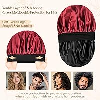 Vista 3 de YANIBEST Gorro de seda para hombres y mujeres, gorro de satén de doble capa para cabello rizado natural, gorro de dormir unisex