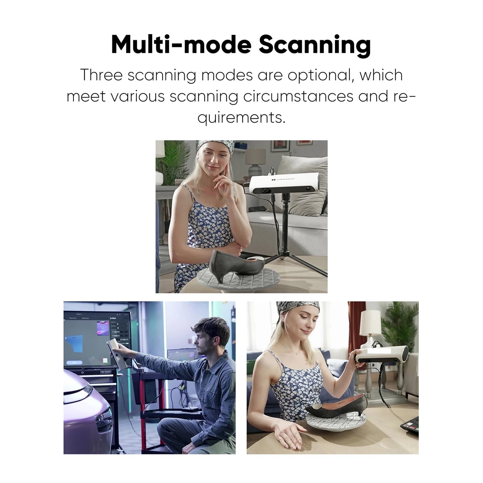 Handheld 3D Scanner for 3DPrint 0.1mm Accuracy&10FPS Scanning Large-Scale 400x250mm Scan Black Object