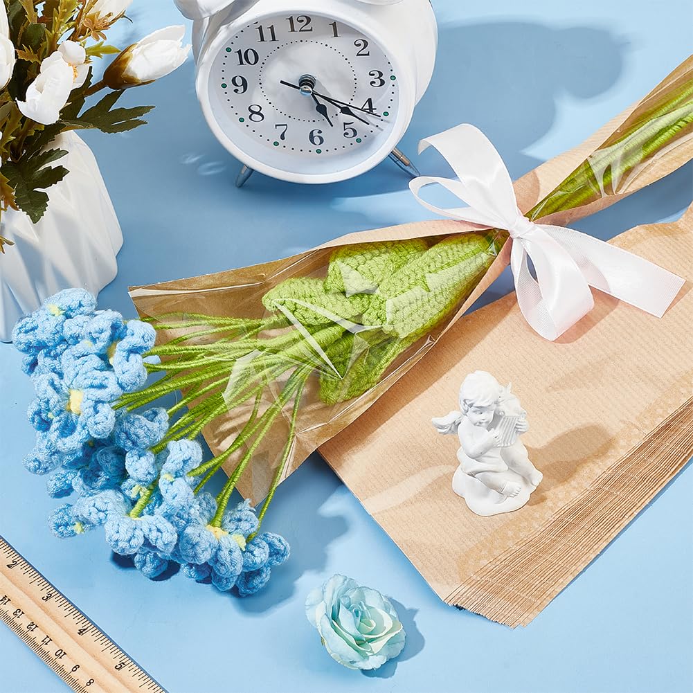 PLIGREAT 100 Pack Flower Bags for Bouquet, 2 Sizes Kraft Paper Bouquet Small Large Mix Bulk Flower Wrapping Paper Sets for Florist Packaging Supplies Wedding Festival Flower Making Accessory