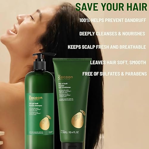 Miniatura 3 de Cocoon Pomelo - Paquete de champú y acondicionador  Anti pérdida de cabello, natural, sin sulfatos  Para cabello adelgazante, dañado y teñido