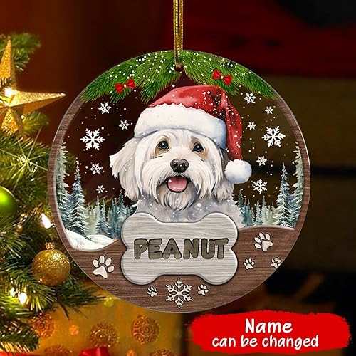 Miniatura 38 de Adorno personalizado de Yorkie para Navidad, adornos personalizados con nombre de mascota, adornos acrílicos para colgar en el árbol de la puerta