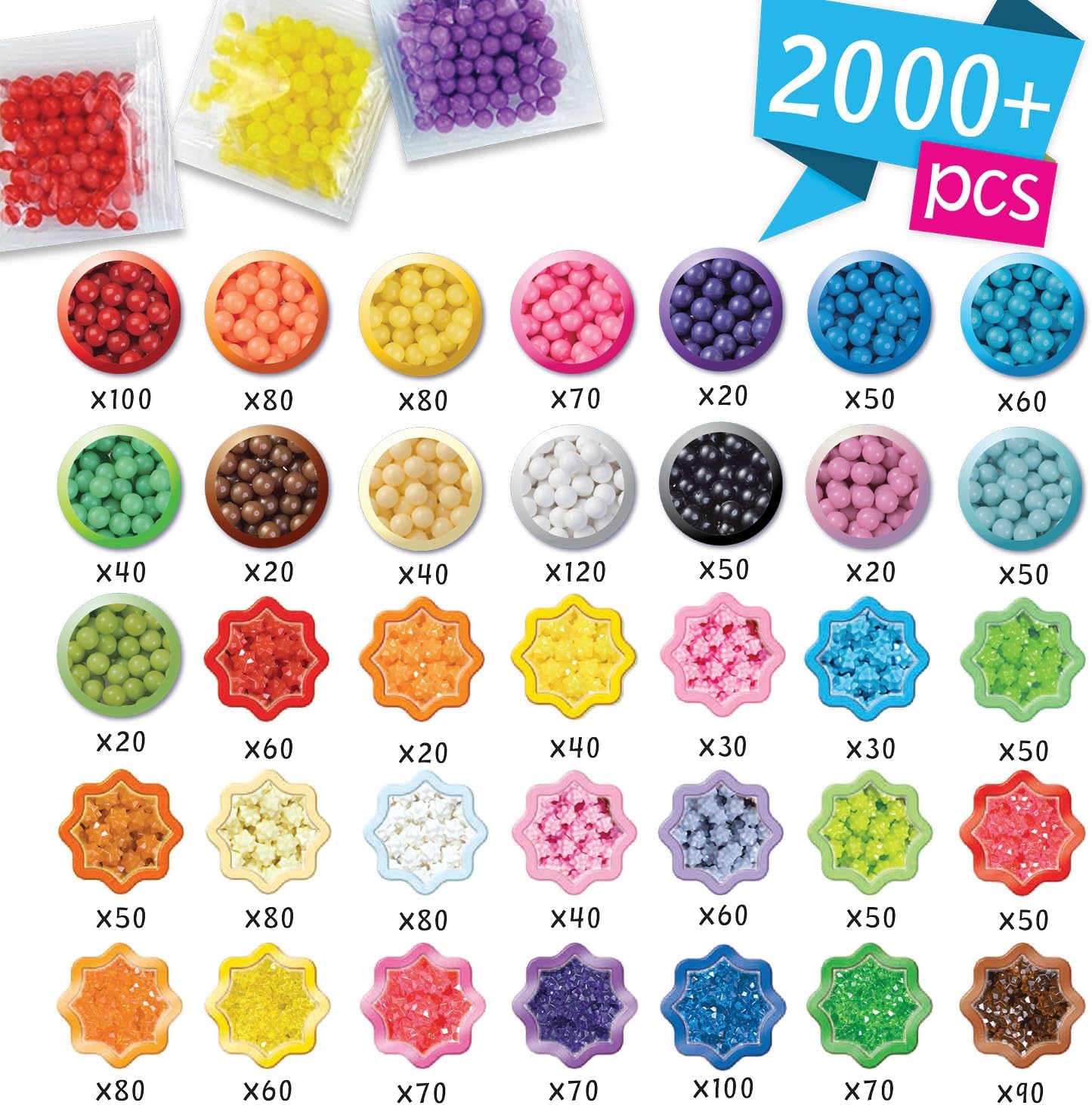 Aquabeads Star Bead Station Complete Arts & Crafts Bead Kit for Children - Over 2,000 Beads, Including Star Beads and Double Sided Bead Pen Tool