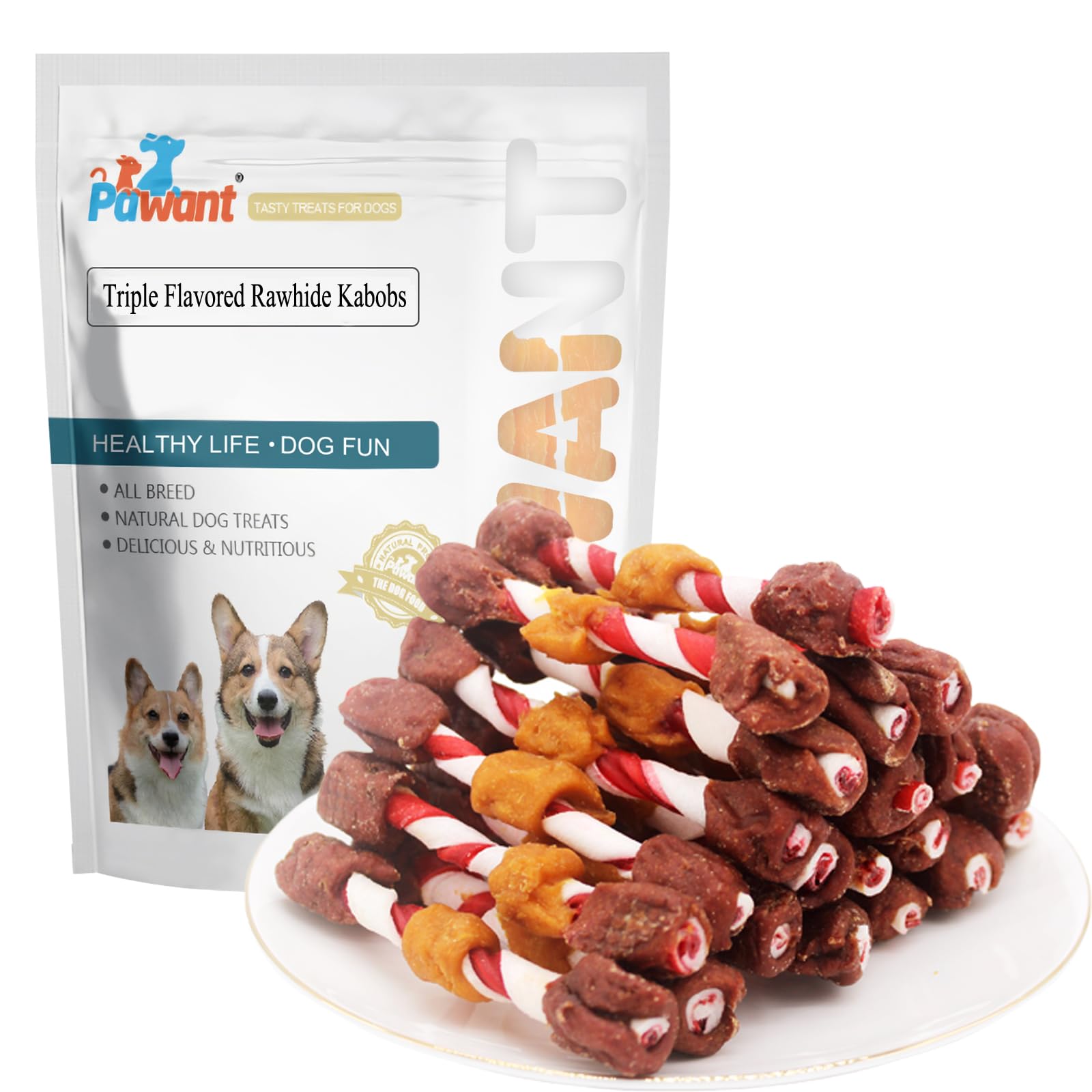 Puppy Training Snacks Dog Triple-Flavor Chews, Chicken, Duck and Chicken Liver Palitos de Cuero Crudo 1lb/454g