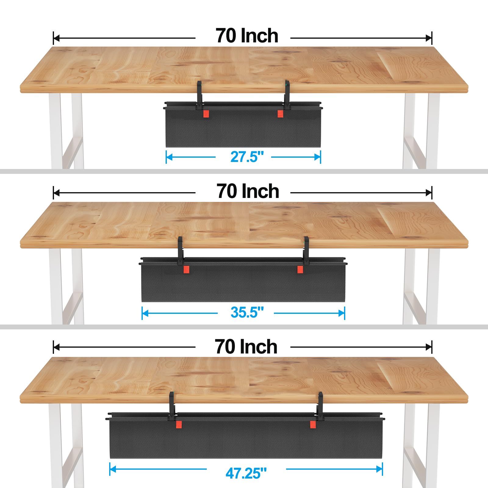 Plateau de gestion des câbles sous le bureau 121,9 cm