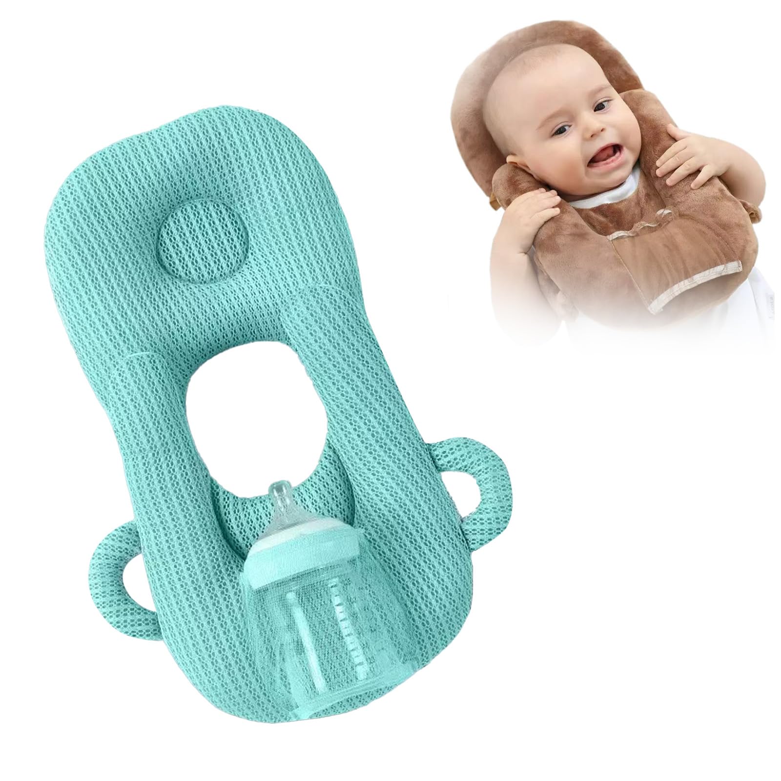 Baby Bottle Holder Adjustable Hands-Free Feeding Support Pad (Green)