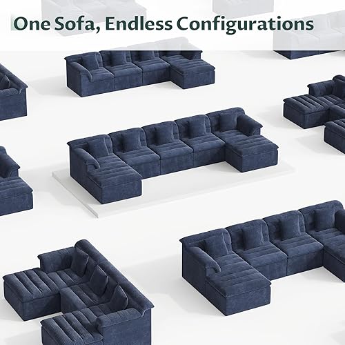 Miniatura 48 de Sofá Seccional Cloud de 51", Sofá Modular Moderno con Asiento Profundo, Cómodo Sofá Individual Comprimido, Sofás Tapizados de Pana para Sala