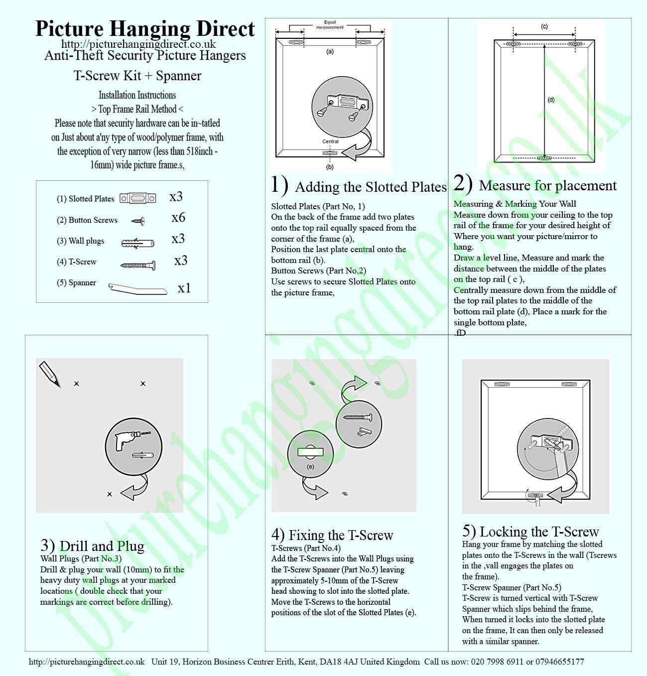 Buy 1 Packs of AntiTheft Security Picture Hooks/Hangers Kit with Spanner. Security Hardware