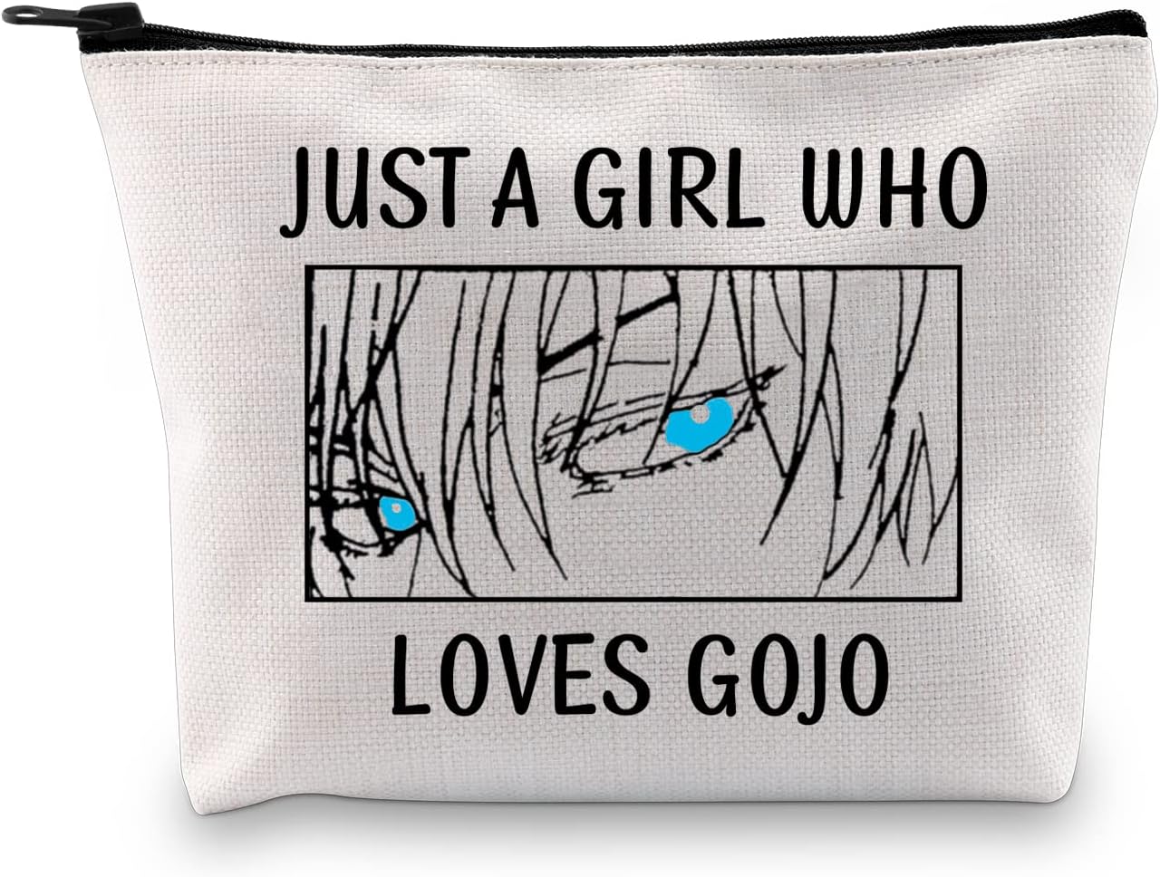 JXGZSO Anime Character Eyes Cosmetic Bag Jujutsu Cartoon Makeup Bag Just A Girl Who Loves Gojo Anime Manga Gift, Just a girl who loves gojo