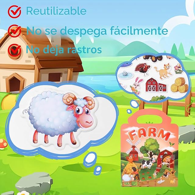 Foto 5 de 7 de Paquete de 6 libros adhesivos reutilizables para niños, libro adhesivo 3D para niños