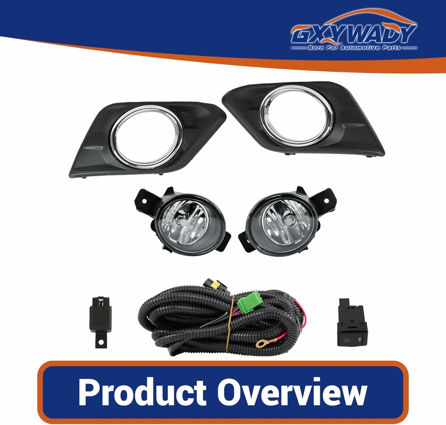 GXYWADY Fog Lamp Package Replacement for 2014-2016 Nissan Rogue 26150-8990B/26150-8993B NI2590103