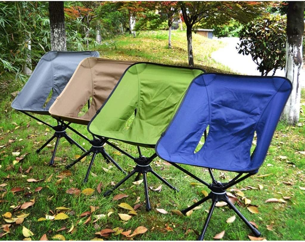 Portable Folding Chair Outdoor Folding Chair Camping Chair 360 Degree Rotatable Lounge Chair Light Portable Fishing Chair Aluminum Chair Adjustable Folding Chair(Blue)