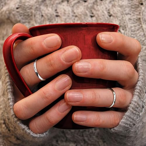 Miniatura 6 de Bling Jewelry Anillo de boda de plata de ley 925 unisex personalizado para parejas, para hombres y mujeres, diseño minimalista pulido simple de