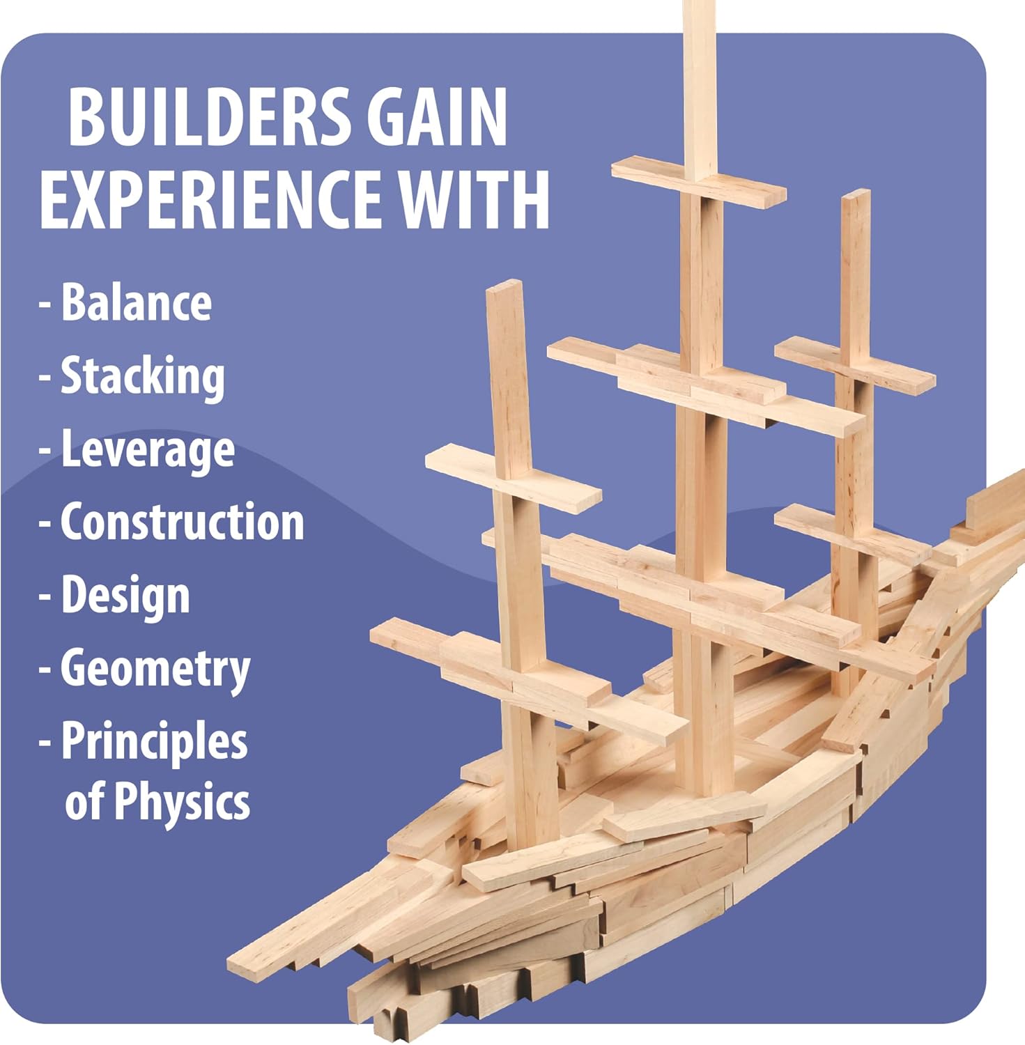 MindWare KEVA Maple 200 Plank Wooden Building Blocks Set - Free-Form 3D Structure Building Set for Kids