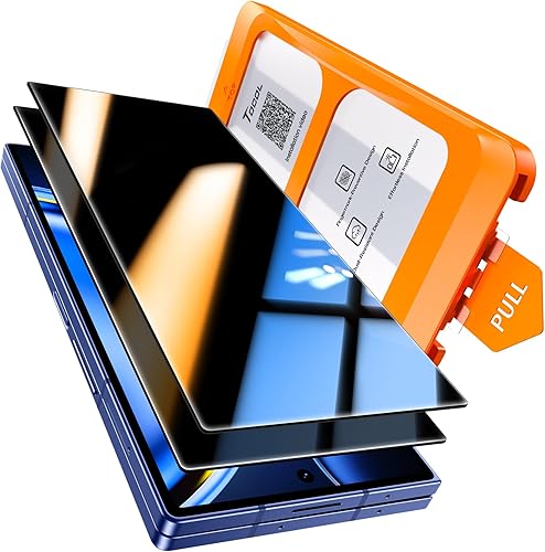 Vista 21 de TOCOL Protector de pantalla de privacidad para Samsung Galaxy S25 Ultra, dureza 9H, grado militar, inastillable, HD, vidrio templado, paquete de 2