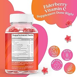 BeLive Elderberry Gummies with Zinc and Vitamin C - Immune Support Supplement with Vitamin D, A, E, B12 - Gummies for Healthy Bones & Teeth, Vegan, Keto & Non-GMO - Raspberry Flavor | 3-Pack