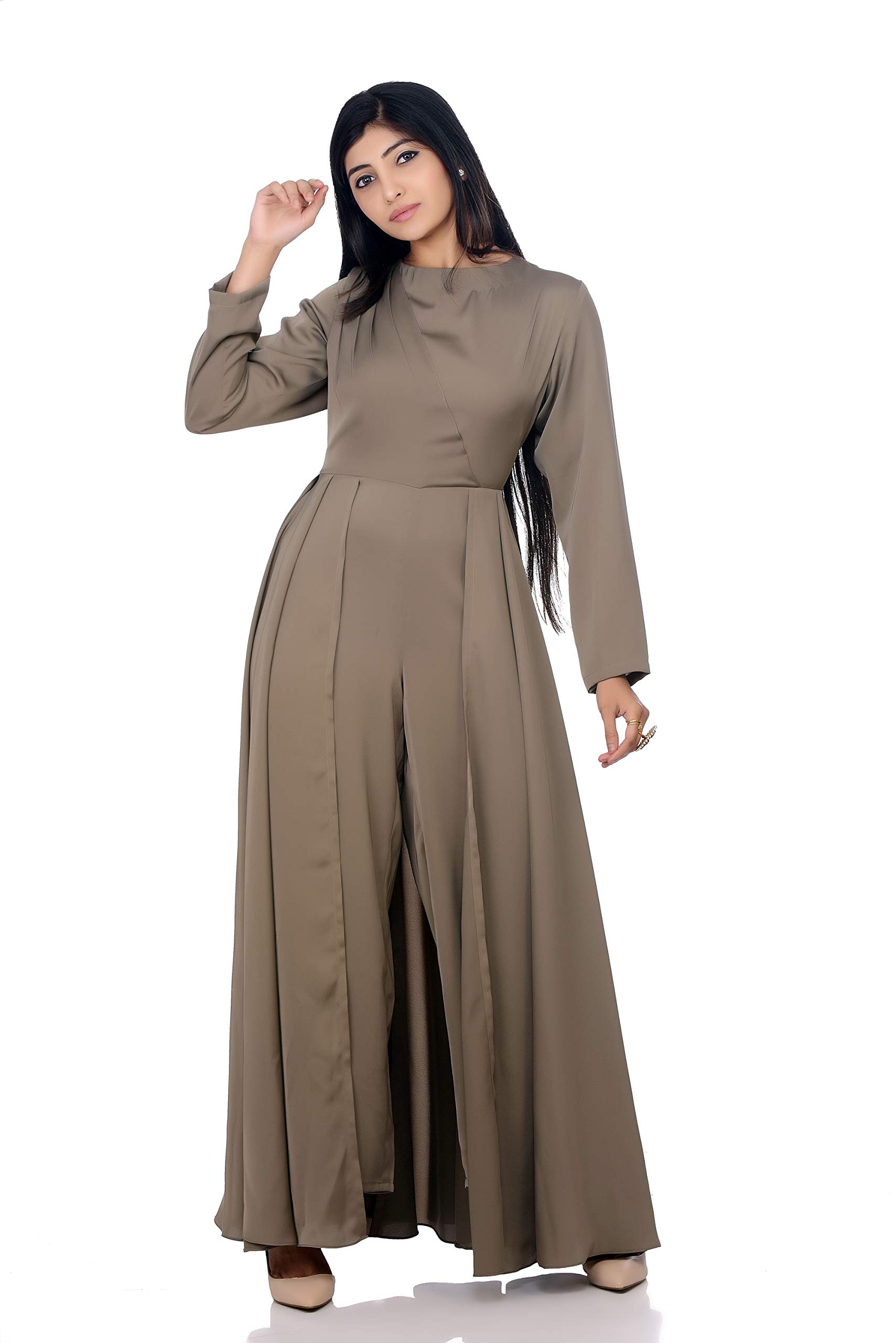 ZARF LIFESTYLEWomen's Satin Cape Jump Suit (Khaki)