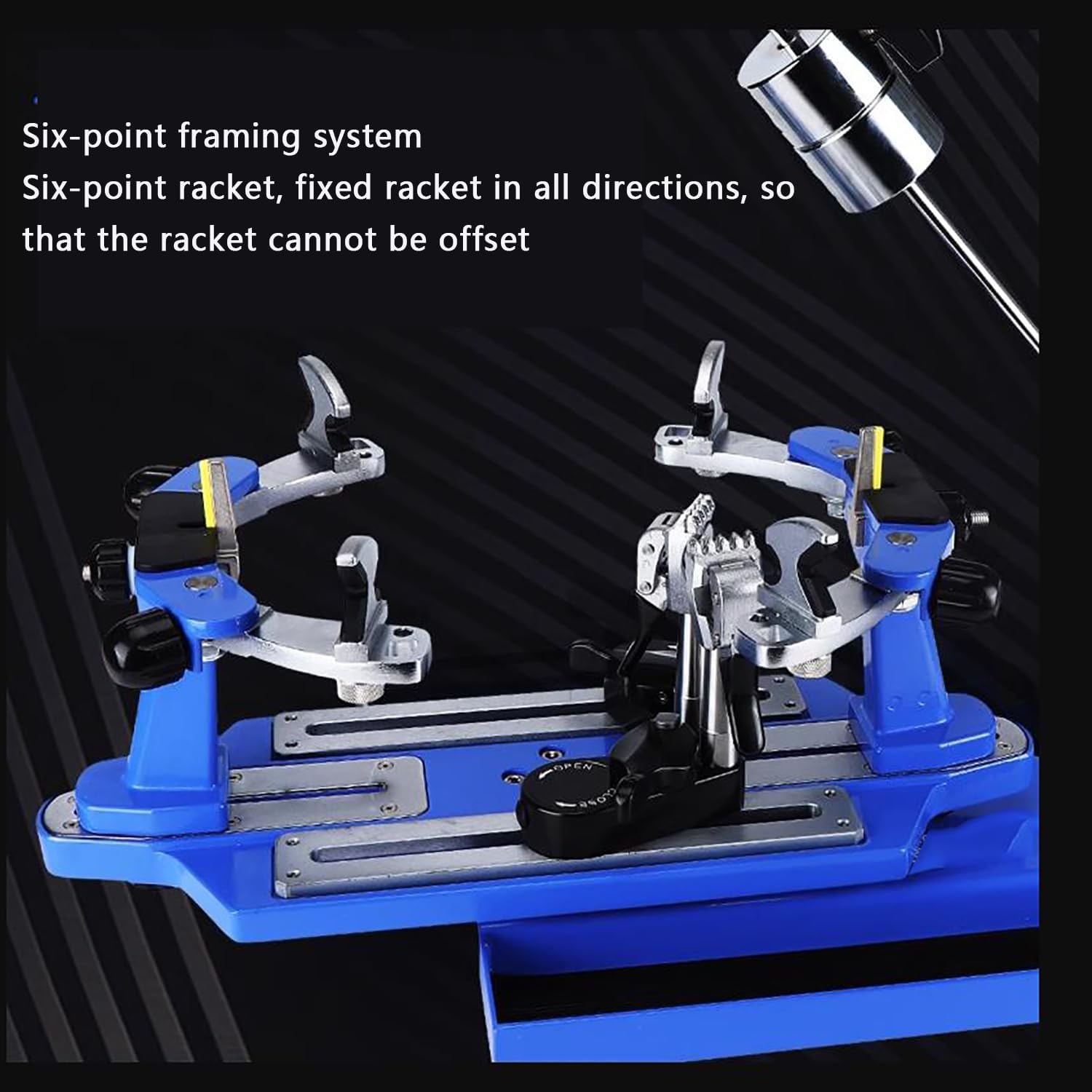 Desktop Racket Stringing Machine, Tennis Racket Stringer with Tools and Accessories, The Turntable 360° Rotation, 6 Point Mounting