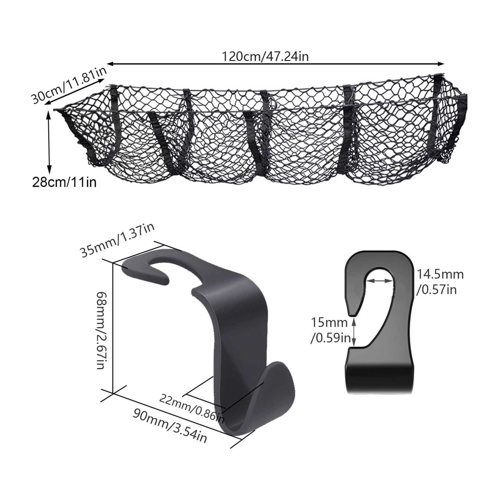 Rete Portaoggetti for Bagagliaio con 4 Tasche Elastico E più Spazioso(with Storage Box)