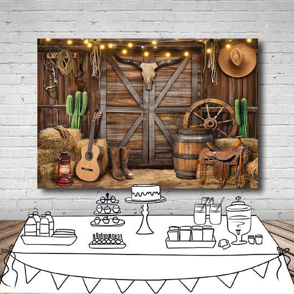 Western Cowboy Party Backdrop – 7x5ft Vinyl Photo Booth Background For Wild West Birthday Decor - View #3