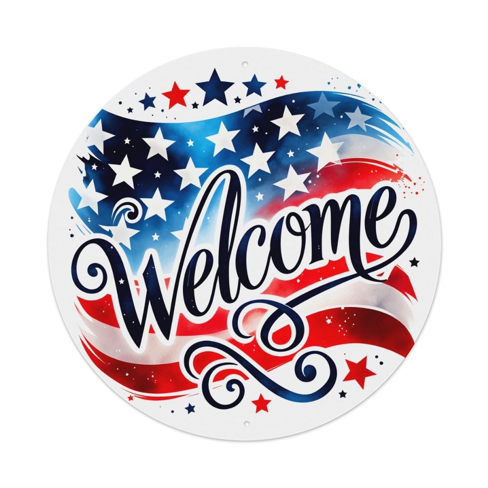 American Flag Stars And Stripes Welcome Design Metal Tin Sign Plaque