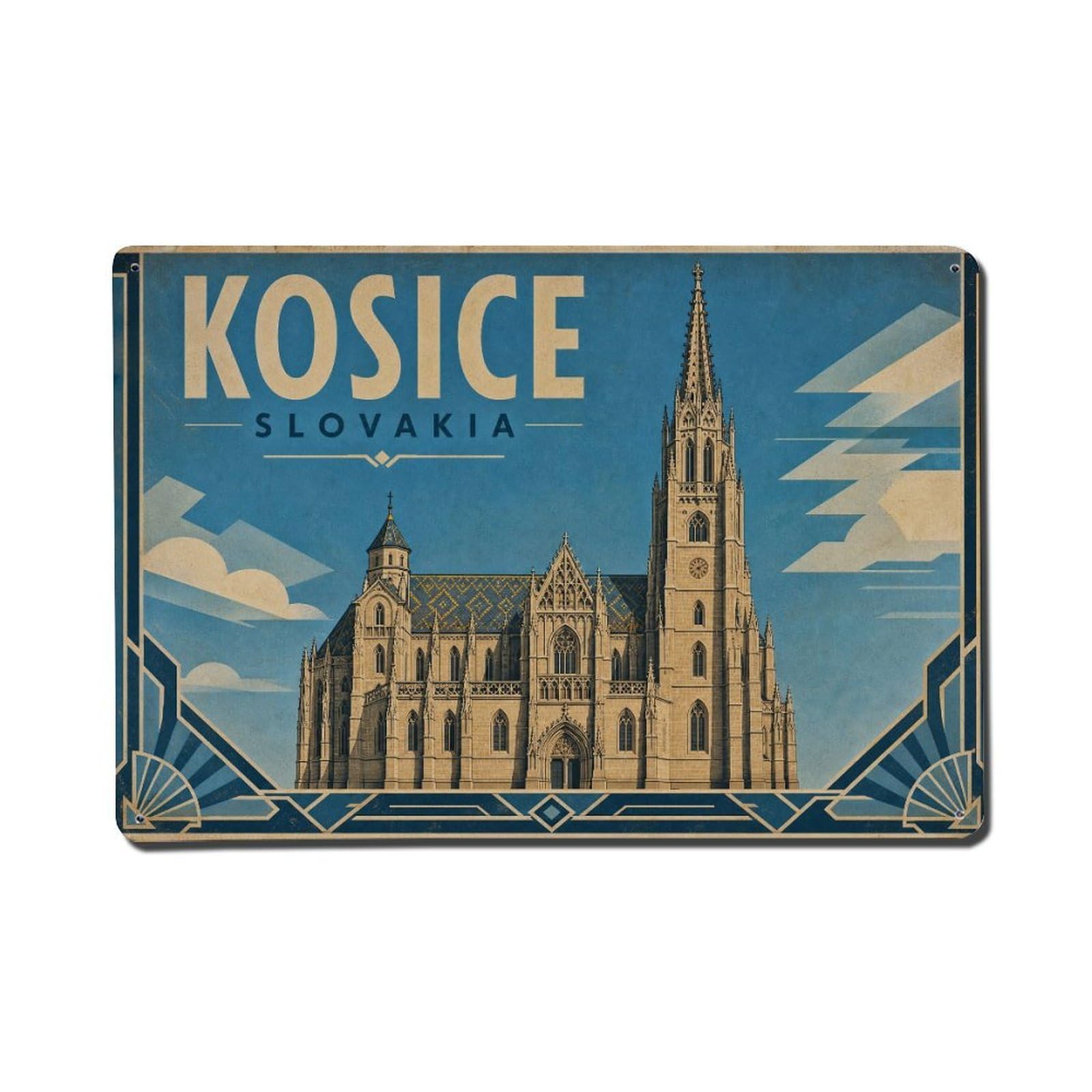 Travel Vintage Slovakia Kosice Metal Tin Sign