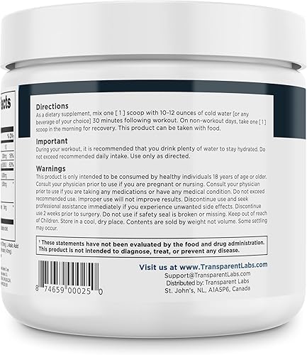 Miniatura 9 de Transparent Labs Creatine HMB - Monohidrato de creatina en polvo con HMB para crecimiento muscular, mayor fuerza, mayor producción de energía y