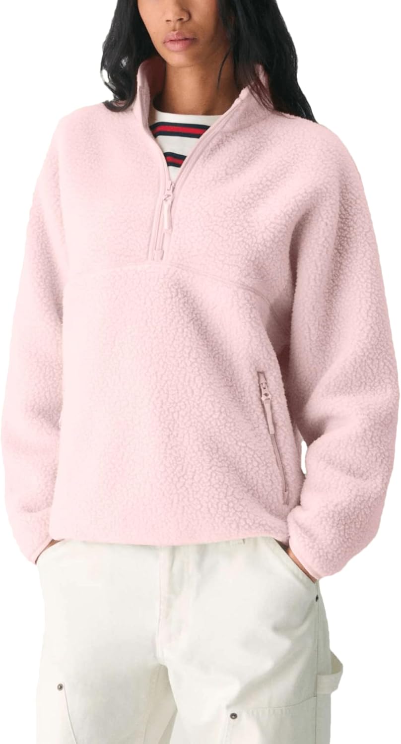 Women’s Trendy Fleece Half-Zip Pullover Jacket with Pockets