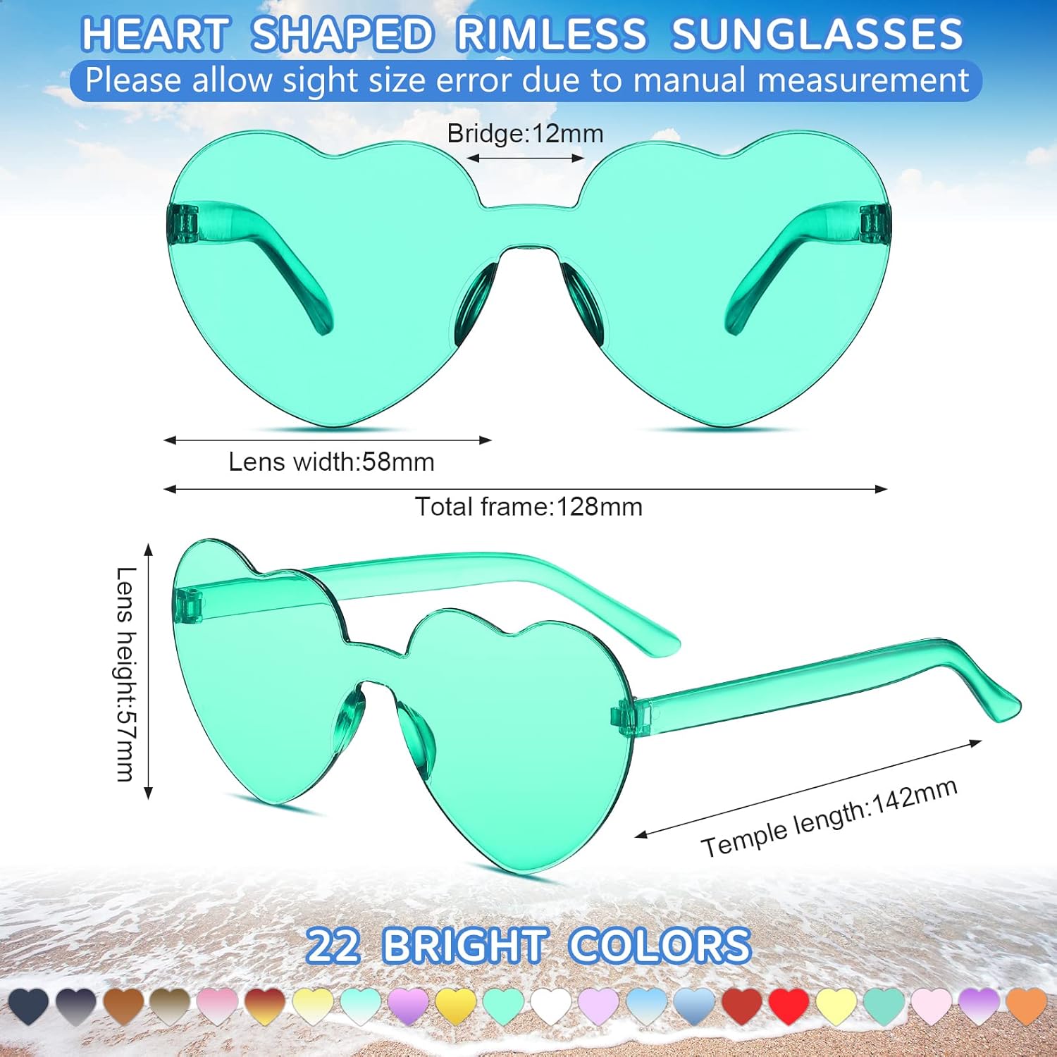 Flutesan 30 Pairs Heart Shaped Sunglasses Bulk Rimless Heart Sunglasses Accessories Candy Eyewear for Women Men Party Favors - Image 2