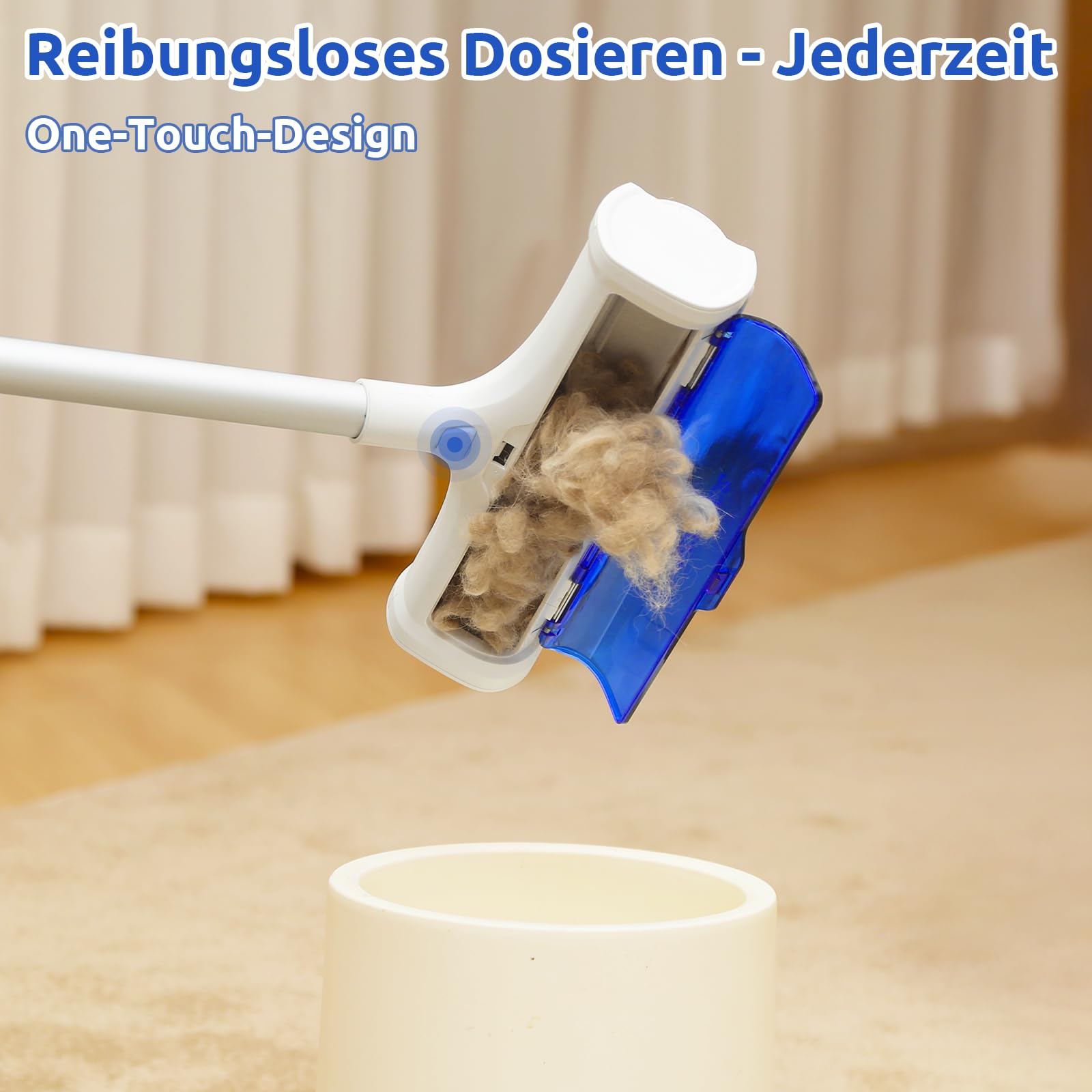 ACE2ACE Teppichrolle für Tierhaare, Teppichbürste Tierhaare, Tierhaarentferner Teppich für Hundehaare and Katzenhaare, kein Bücken, kein Knien, 1,5 m Langer Griff, Blau