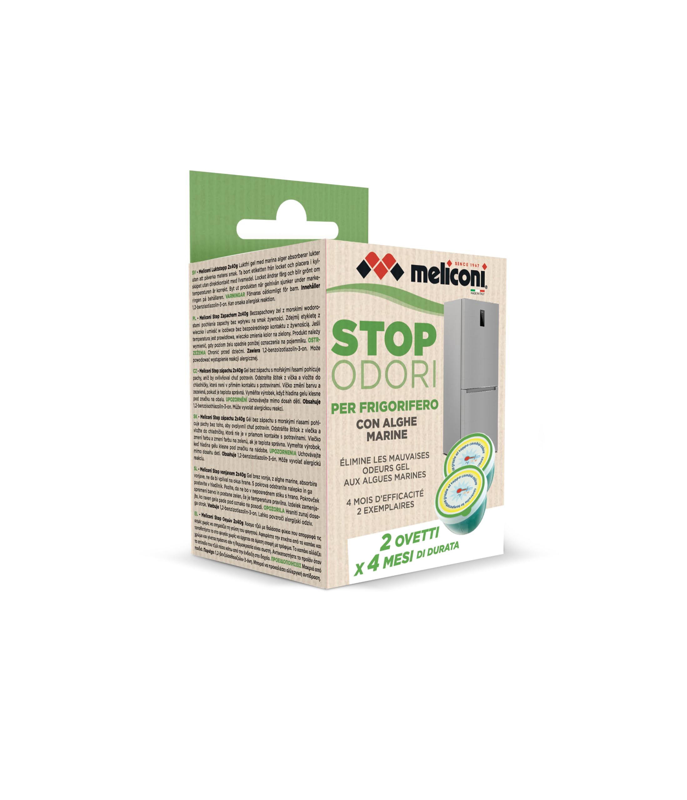 Meliconi Eco Stop Zapachy do lodówki, zielony, średni, 2