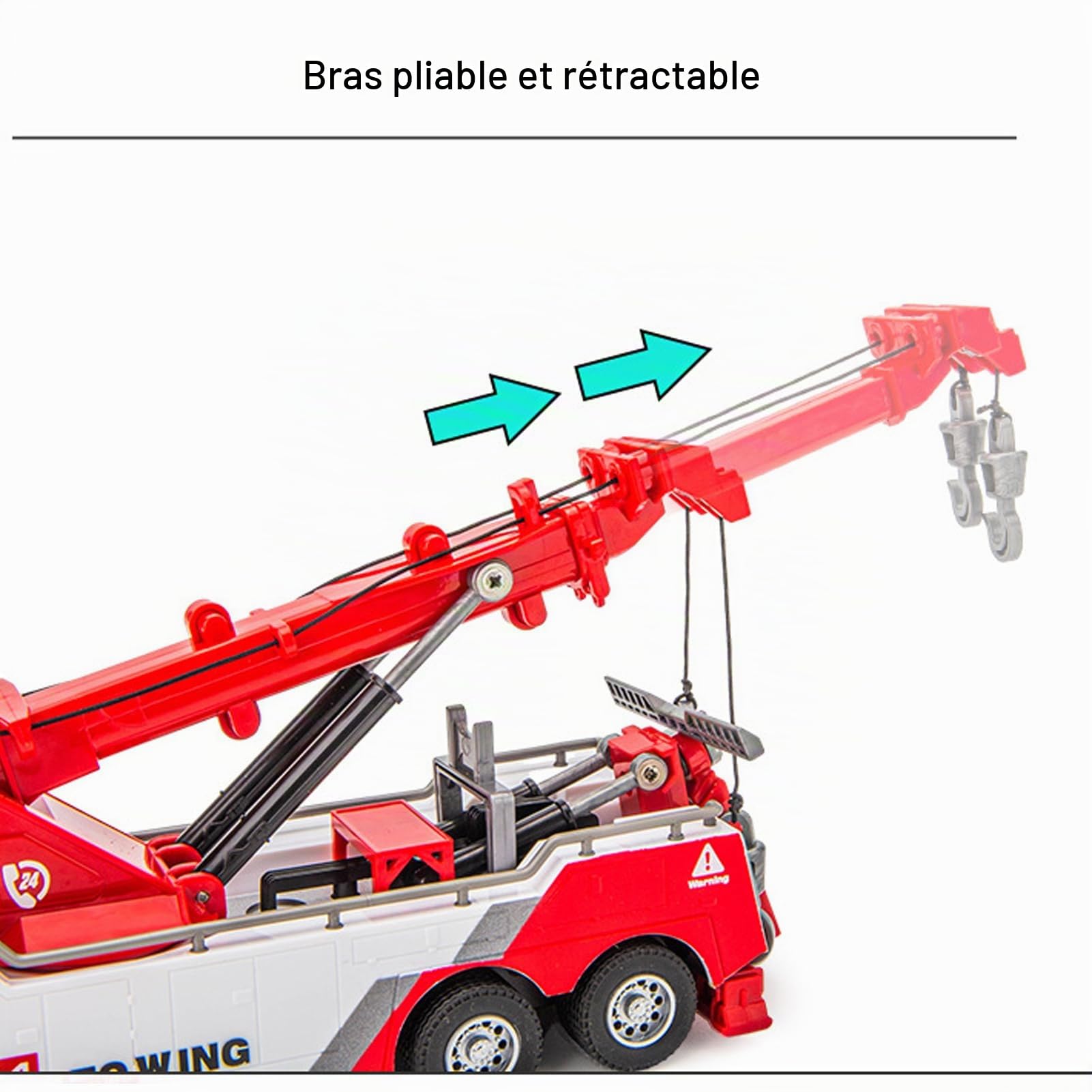 lyrlody Jouet de Camion-Grue à l'échelle 1:32, Modèle de Construction en Alliage avec Bras Rotatif à 360 Degrés et Lumières, Parfait pour Le Jeu et l'apprentissage des Enfants
