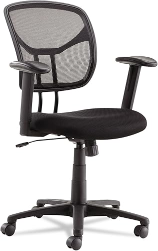 OIF MT4818 Silla de trabajo de malla giratoria/inclinable, brazos de barra en T ajustables en altura, negro/cromo