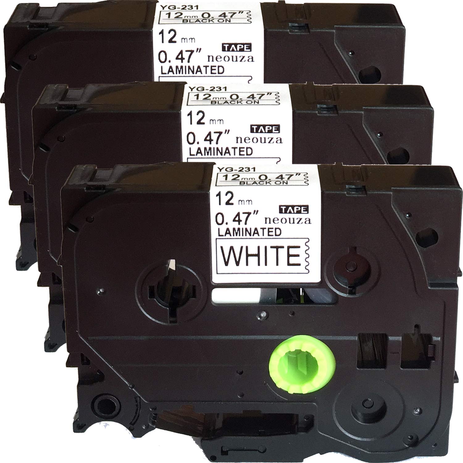 3PK Compatible for Brother P-Touch Laminated TZe TZ Label Tape Cartridge 12mm x 8m (TZe-231 Black on White)