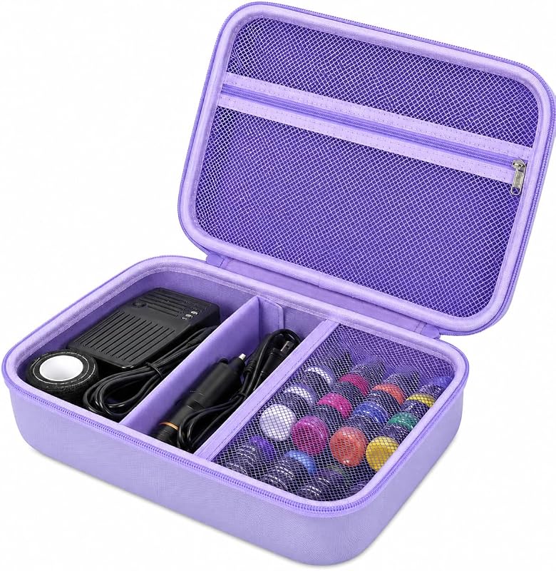 Necessaire casmilee para equipamentos de tatuagem, roxa, com compartimentos ajustáveis