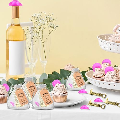 Miniatura 7 de Paquete de 30 botas vaqueras abrebotellas con mini sombrero de vaquero rosa de plástico, baby shower, abrebotellas occidentales, recuerdos de