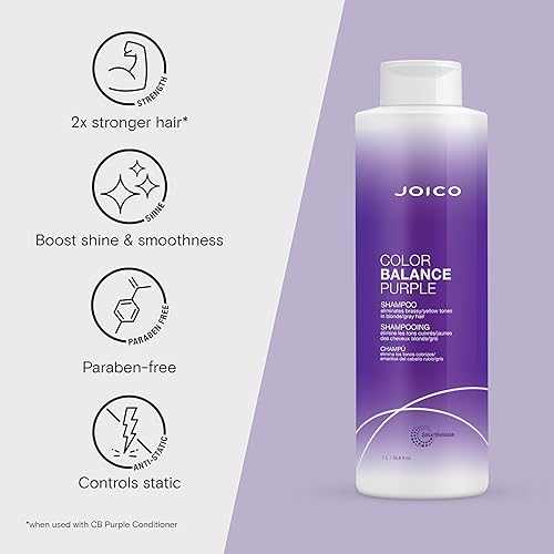 Miniatura 3 de Joico Color Balance Purple Shampoo  For Cool Blonde or Gray Hair  Eliminate Brassy Yellow Tones  Boost Color Vibrancy & Shine  UV Protection  With
