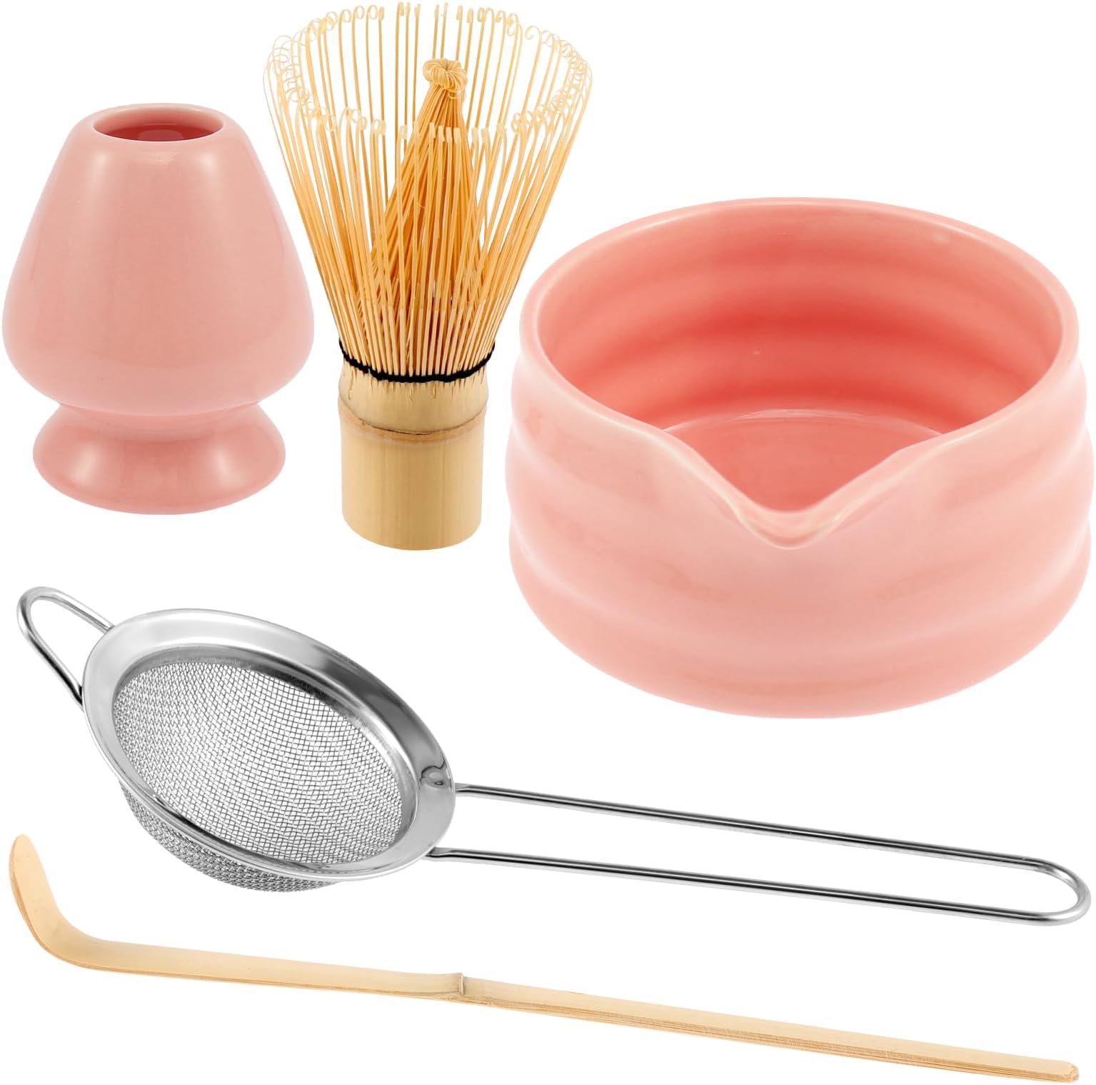 HOBEYO Matcha Set Matcha Rosa, Ciotola Matcha con beccuccio