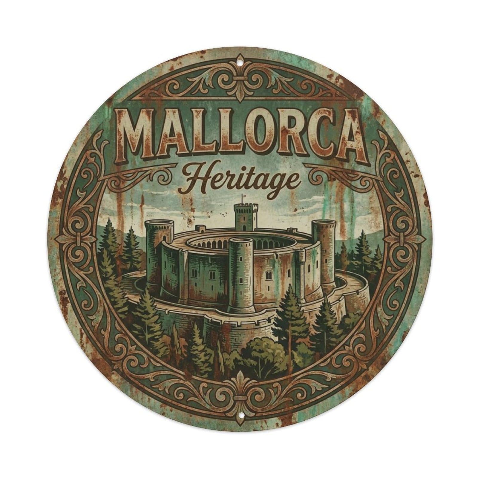 Vintage Travel Mallorca Spain Historic Metal Tin Sign