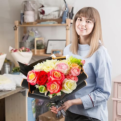 Miniatura 6 de 60 piezas de papel de regalo de flores de color puro impermeable translúcido ramo de flores suministros de ramo de floristería suministros para