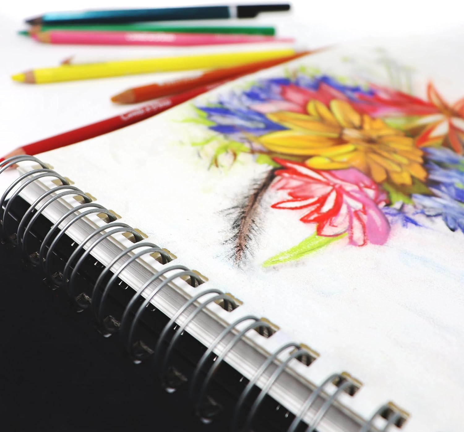 Artway Studio - Spiral Bound A4 Mixed Media Sketchbook - Landscape - 60 Sides / 30 Pages - 240gsm - Hardback, Black
