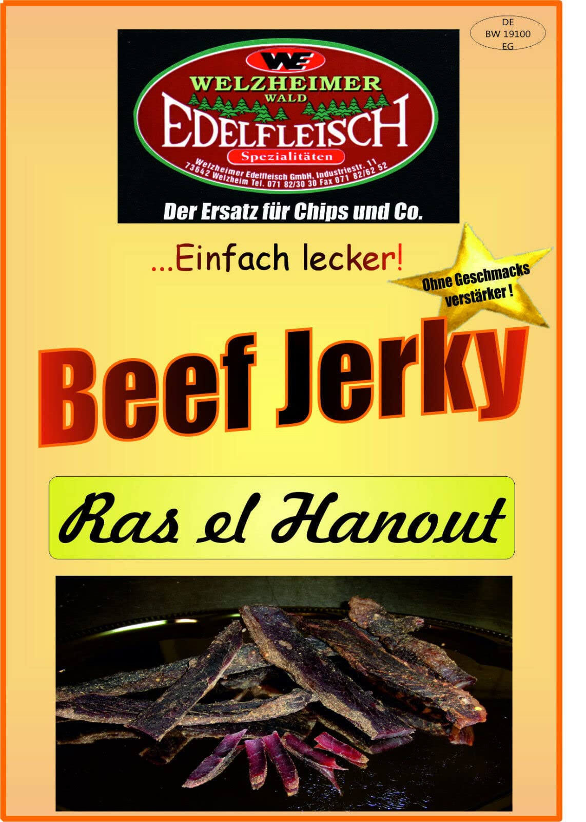 Edelfleisch Beef Jerky 10x100 Gramm 10 Sorten Biltong geschnitten