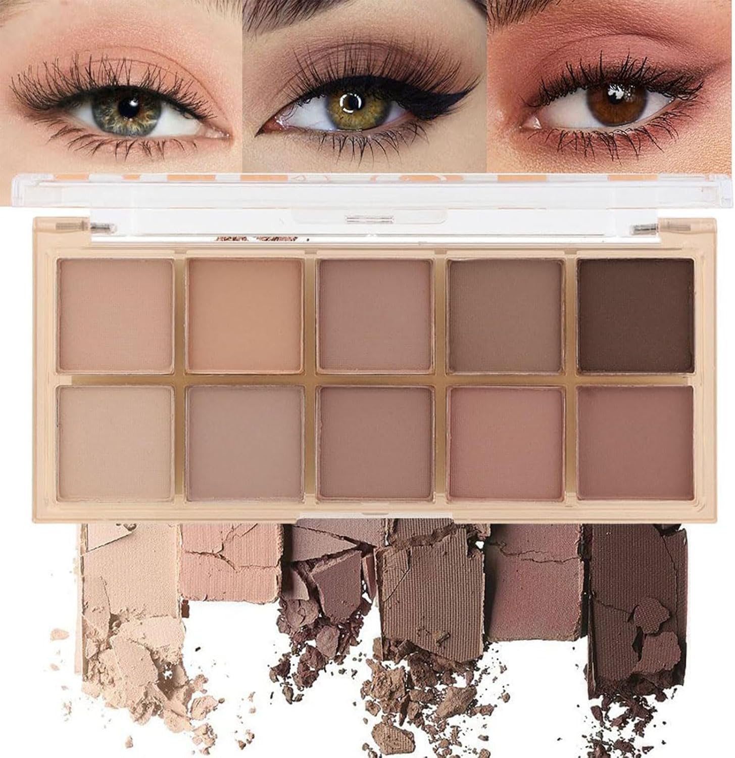10 colores, paleta de sombras de ojos mate nude, maquillaje para mujeres maduras, nude marrón cacao taupe neutro mate crema paleta de sombras de ojos mini ahumado, paletas de maquillaje