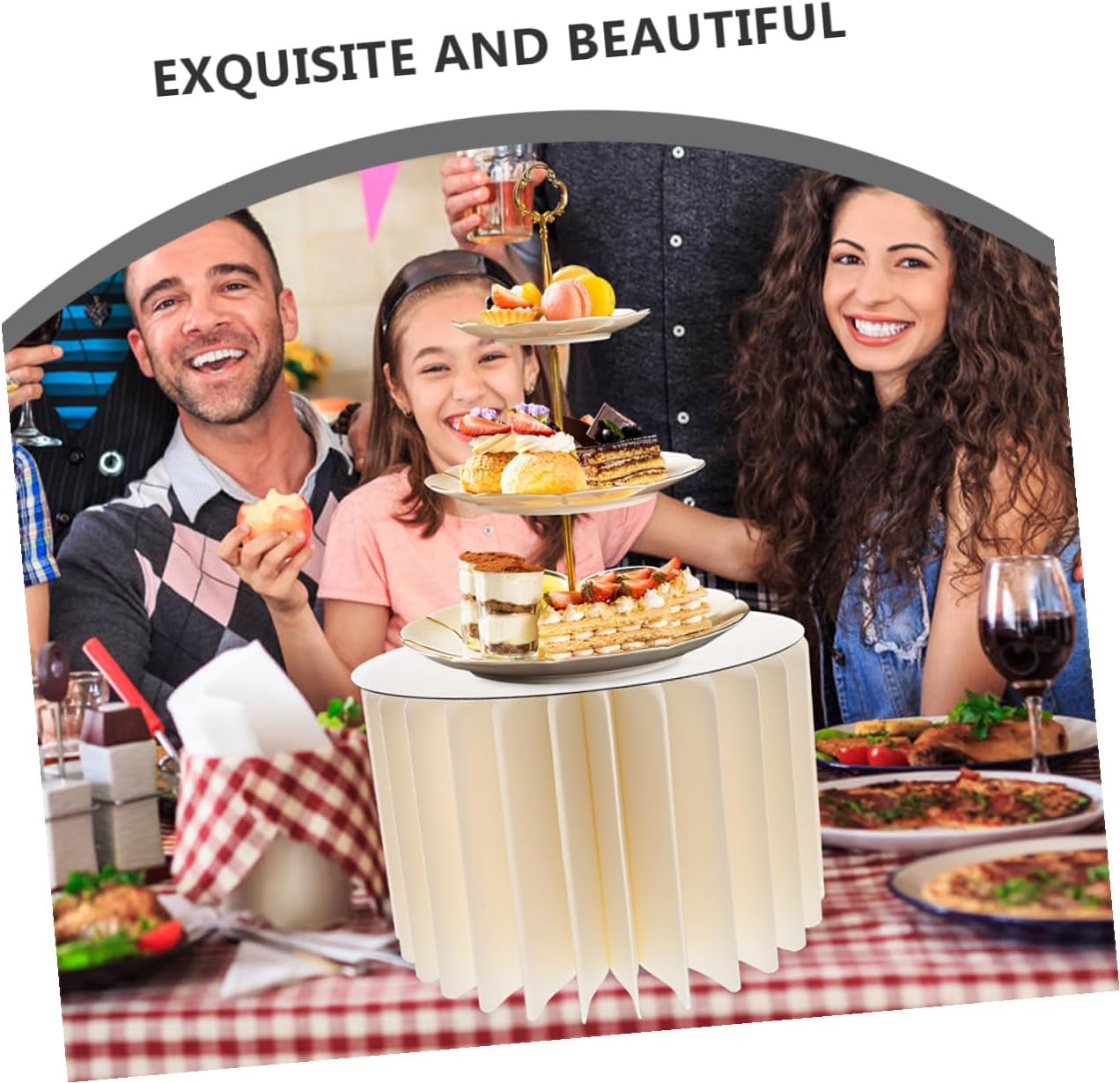 2pcs White Paper Cylinder Pedestal Stands for Wedding and Party Table Backdrop, round Cake Display Columns Foldable Design, 30cm Diameter X 20cm 40cm Height Centerpiece Decor