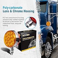 Vista 3 de Partsam 2 luces LED redondas de doble cara de 3 pulgadas, color rojo/ámbar, 30 luces LED para guardabarros, señal de giro cromada, Miro-reflex