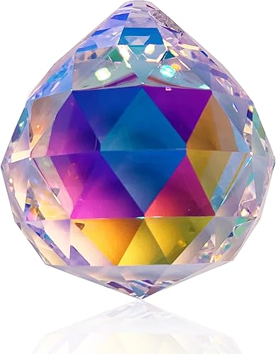 Asfour Crystal Atrapasoles de prisma de bola de 0.787 in, bola colgante de prisma de cristal transparente Ab, cristal atrapa el sol, bola de cristal