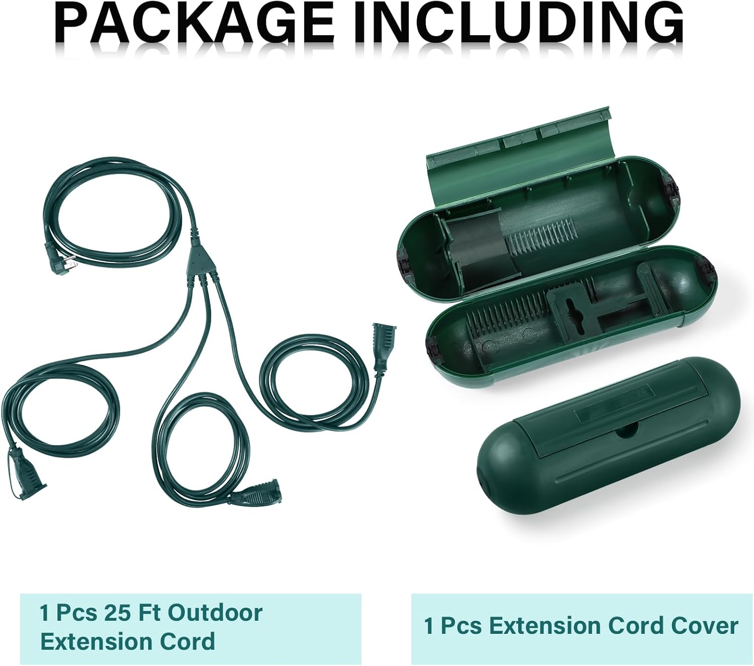 Xuhal 3 Pack Christmas Outdoor Extension Cord 1 to 3 Splitter and Cover 25ft Waterproof Extension Cord Connection with 4 Seal Latches