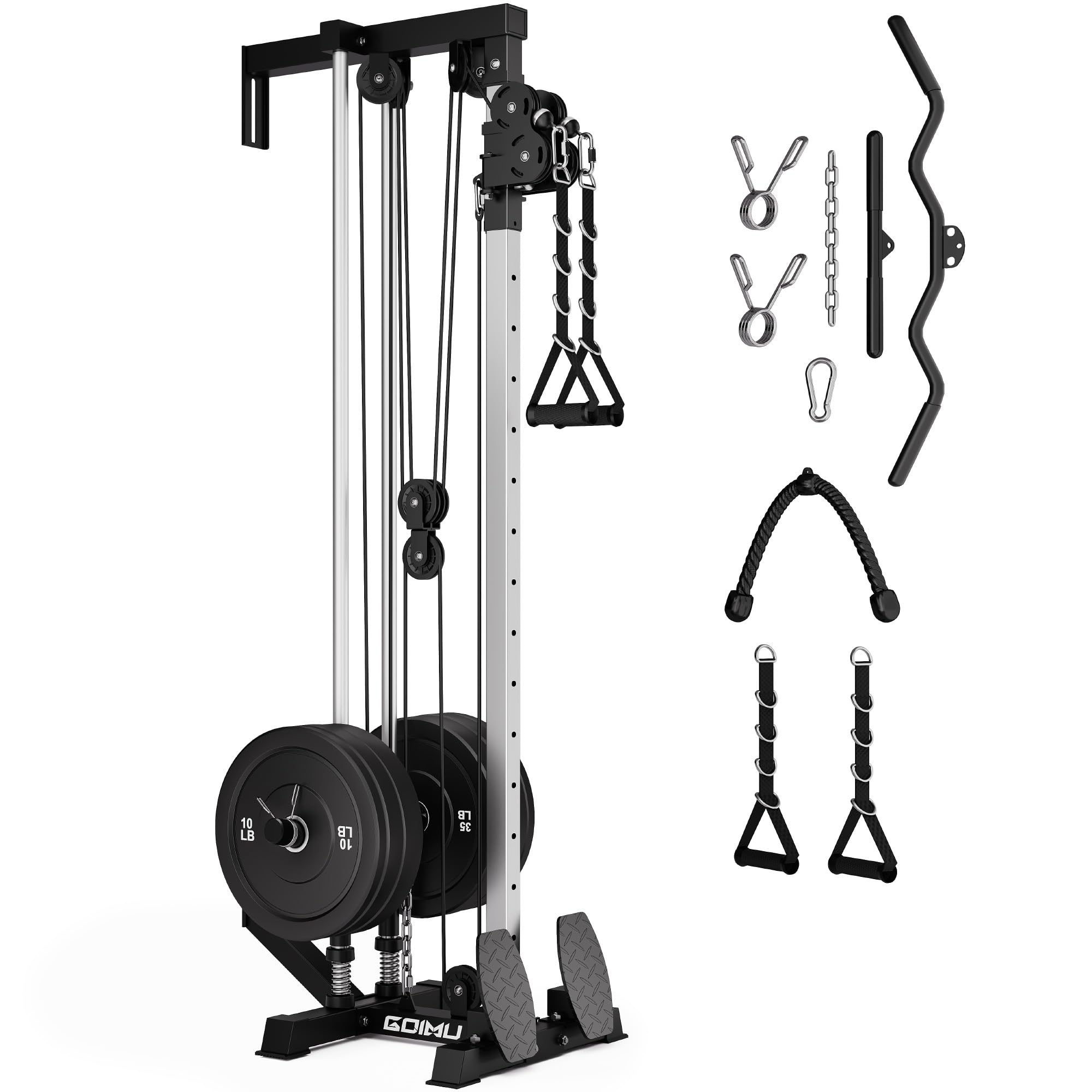 Wall Mount Cable Station, WM1 Cable Crossover Machine with 18 Positions, High and Low Cable Crossover Machine with Removable Footplate for Garage Home Gym