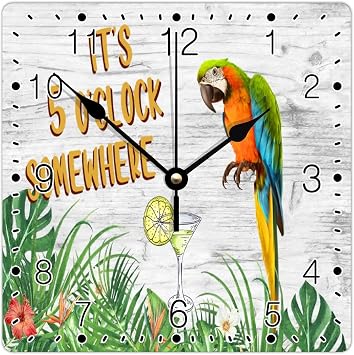 Rustic Colorful Summer Parrot Wall Clock, 10 Inch, Battery Operated, Silent Quartz Sweep Movement, Ideal for Kitchen, Living Room, Office, Bedroom