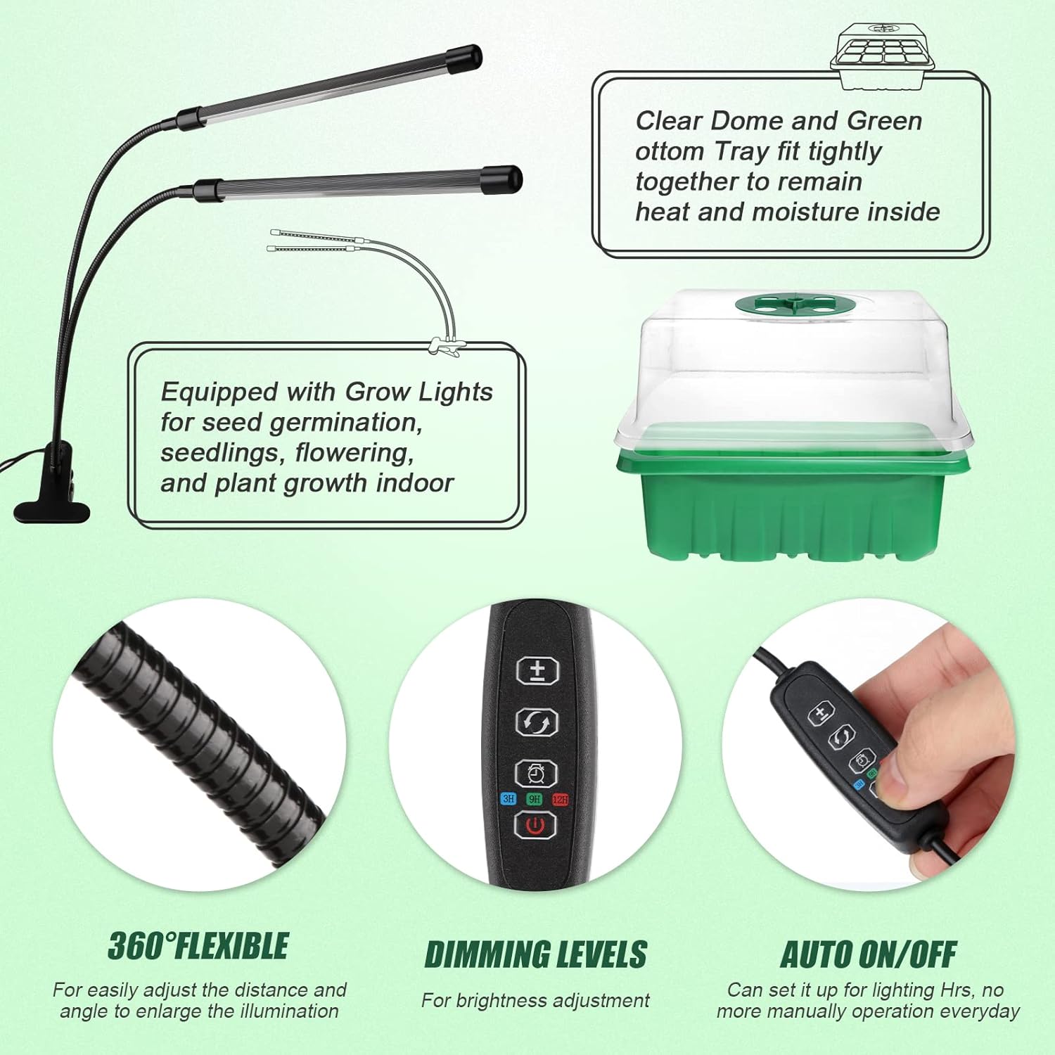 YLYYCC Seed Starter Kit with Grow Light,72 Cells Seed Starter Tray with Humidity Dome and Seedling Heat Mat Seedling Starter Trays for Seed Starter,Seed Growing Germination Kit, Plant Propagation Kit