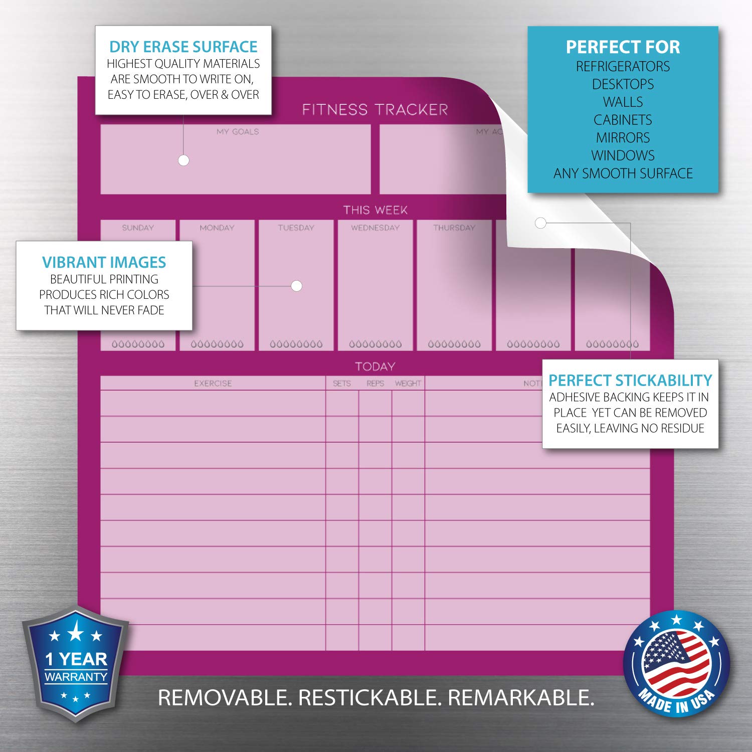 Removable Adhesive Whiteboard Planner With Magnetic Marker Dry Erase ...